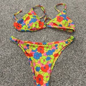 Colorful Floral Kids Bikini Set